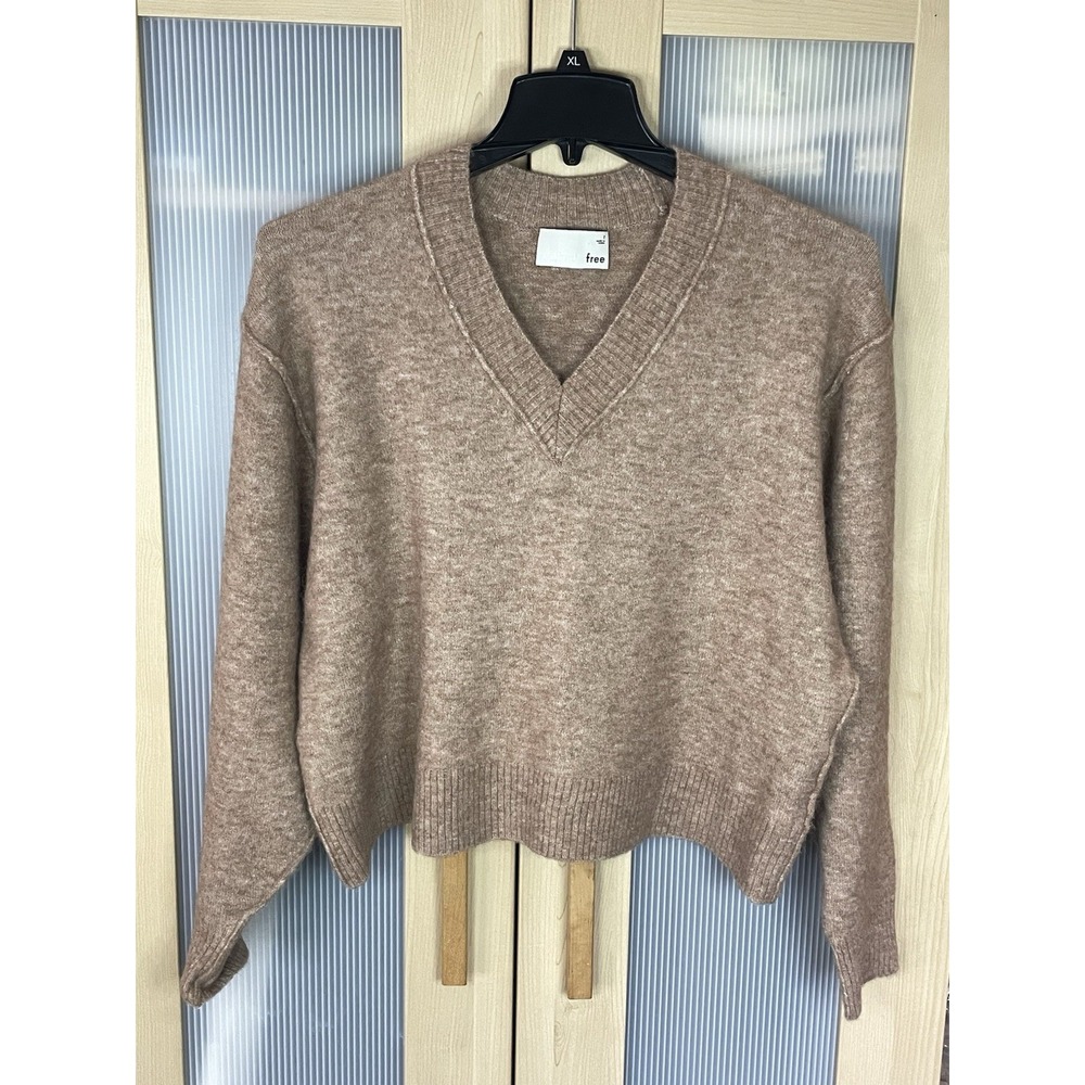 Aritzia Wilfred Free Merino Wool Alpaca V Neck Oversized Sweater Women's 2 Sz M